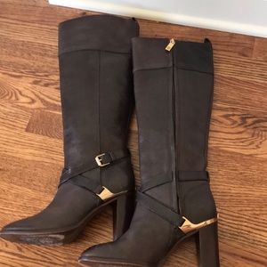 Tory Burch 7.5 Livingston riding boot, Dark Brown